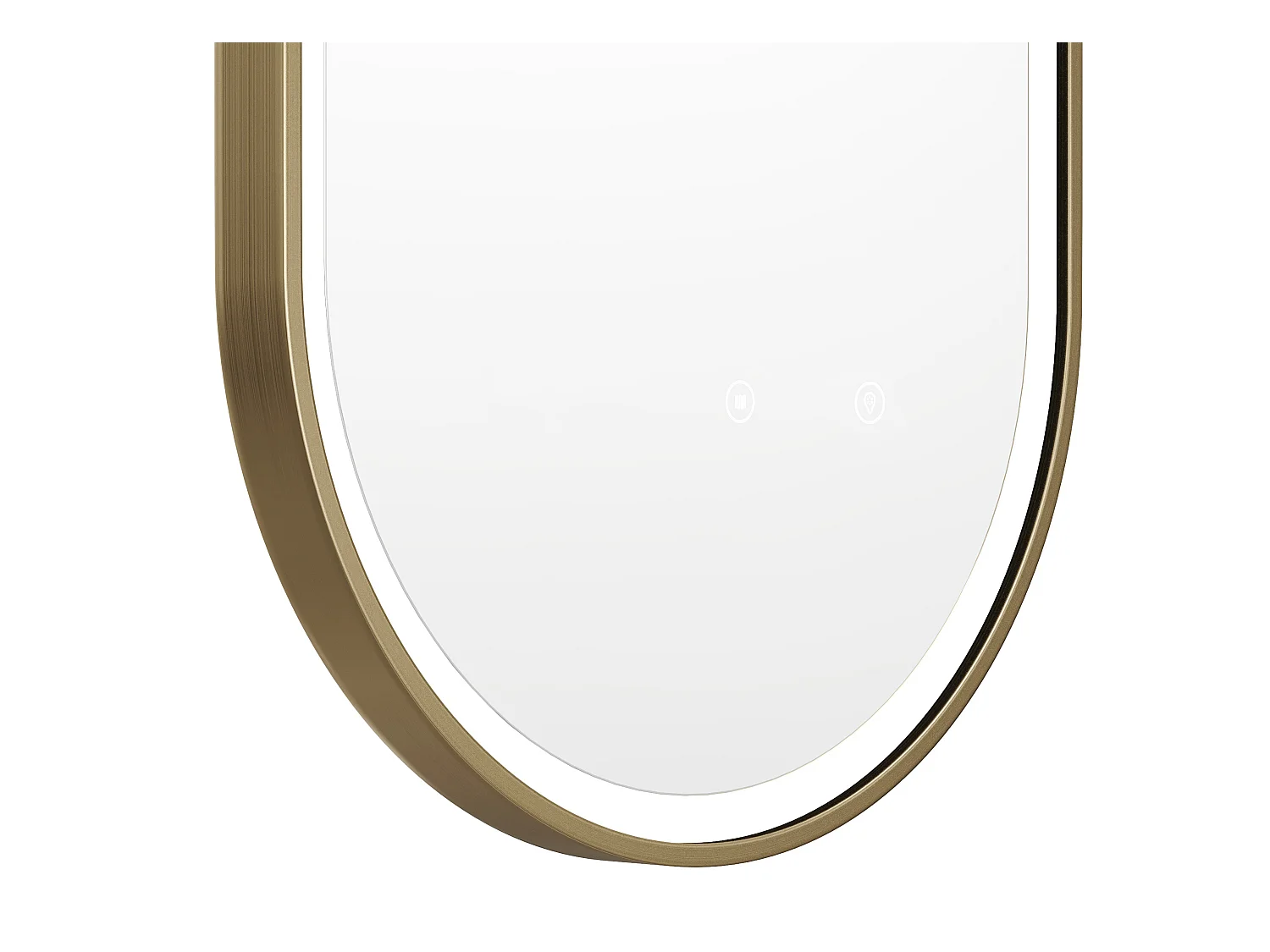 Badezimmerspiegel oval mit Beleuchtung - beschlagfrei - 50 x 80 cm - Goldfarbene Kontur - ALARICO