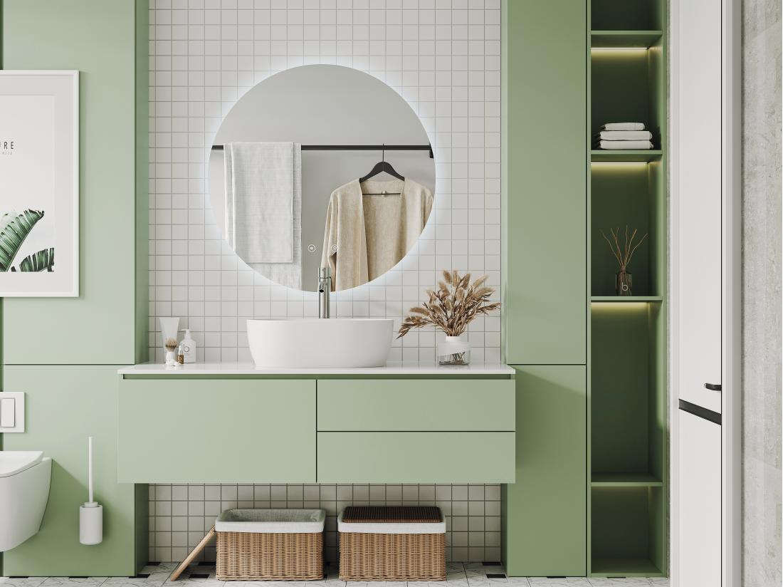 vente unique Miroir de salle de bain ovale sans contour anti buée à leds - D60 cm - ROMULA