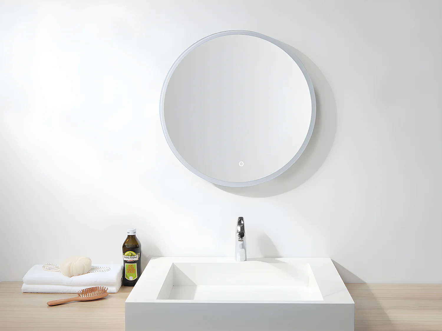 Miroir de salle de bain lumineux rond à leds anti-buée - D80 cm - DANIELA