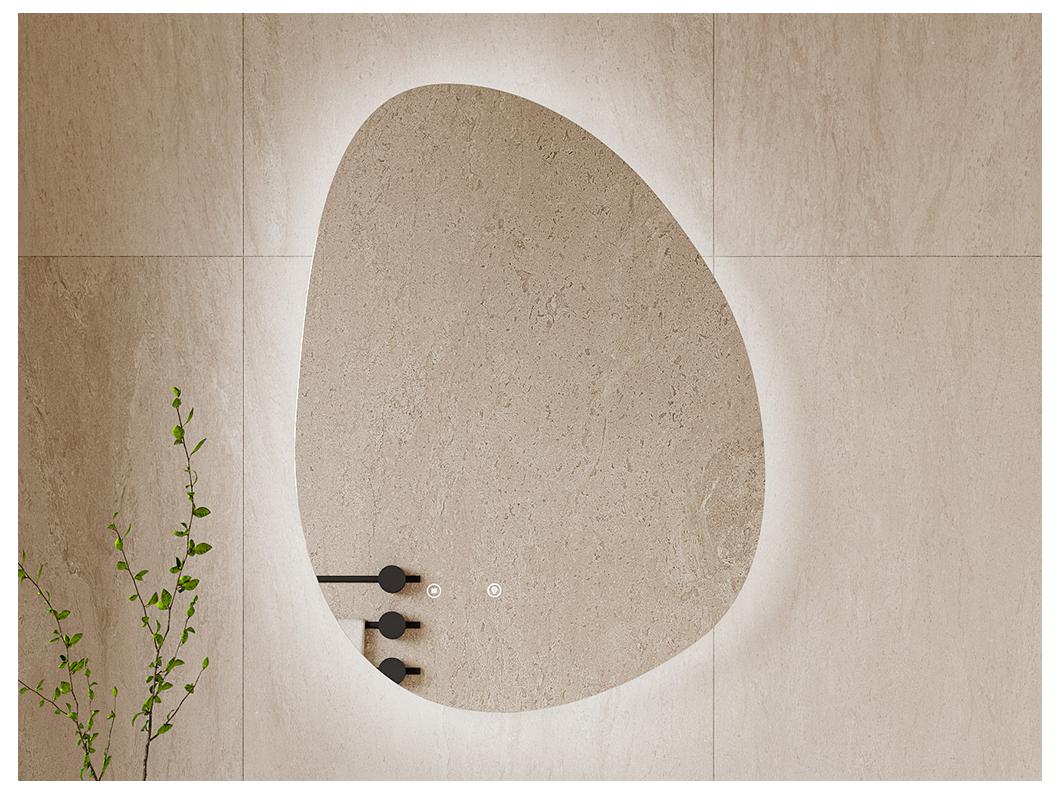 Miroir de salle de bain lumineux asymétrique anti-buée - 60 x 80 cm - INACIA