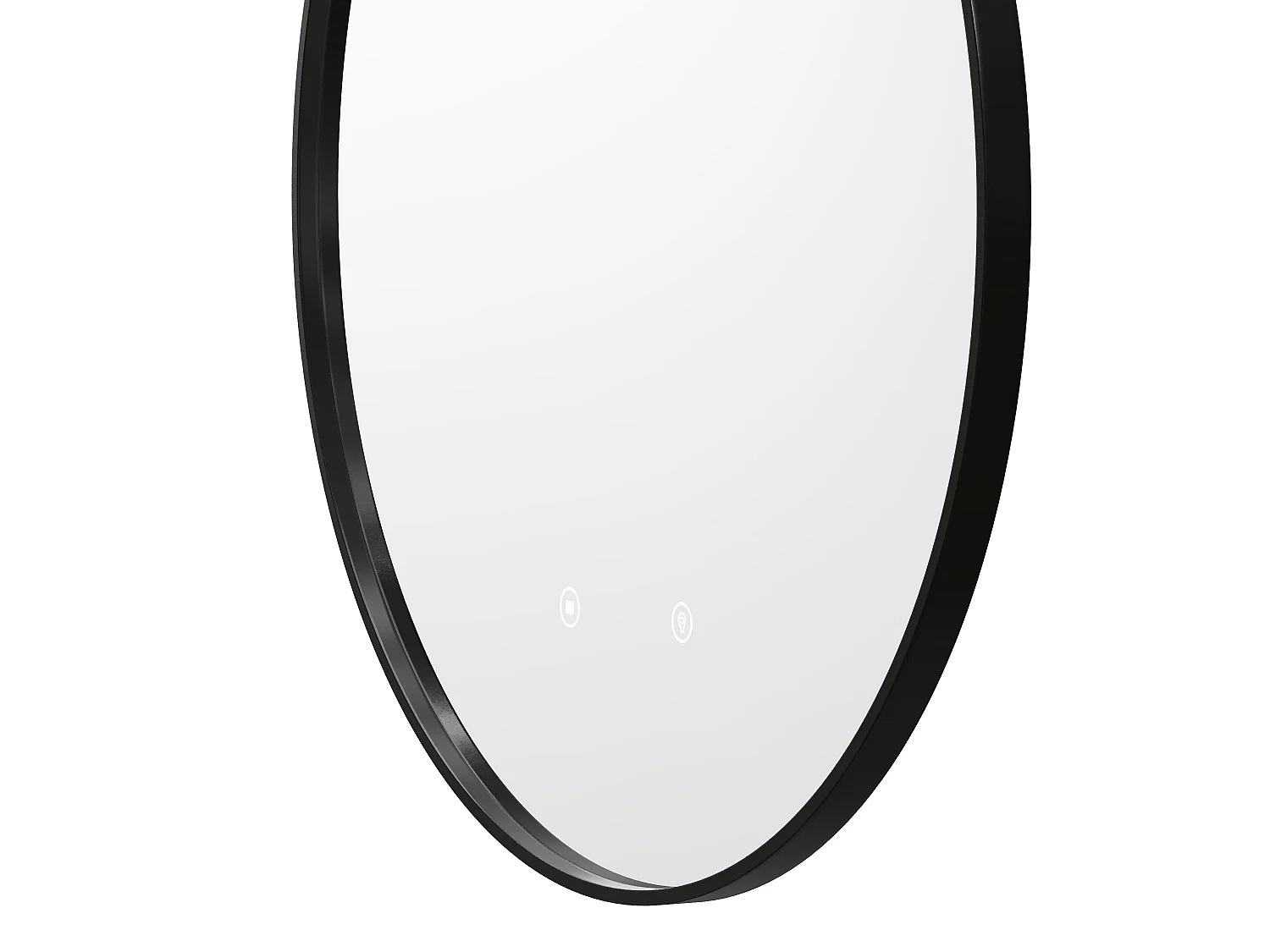 Miroir de salle de bain lumineux rond anti buée avec contour noir - D60 cm - PEONIA