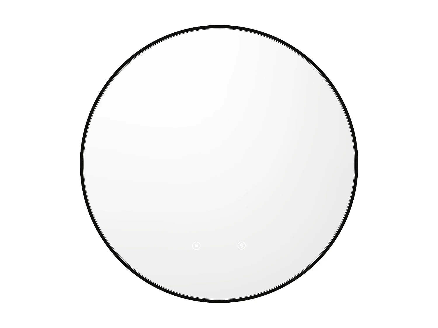 Miroir de salle de bain lumineux rond anti buée avec contour noir - D60 cm - PEONIA