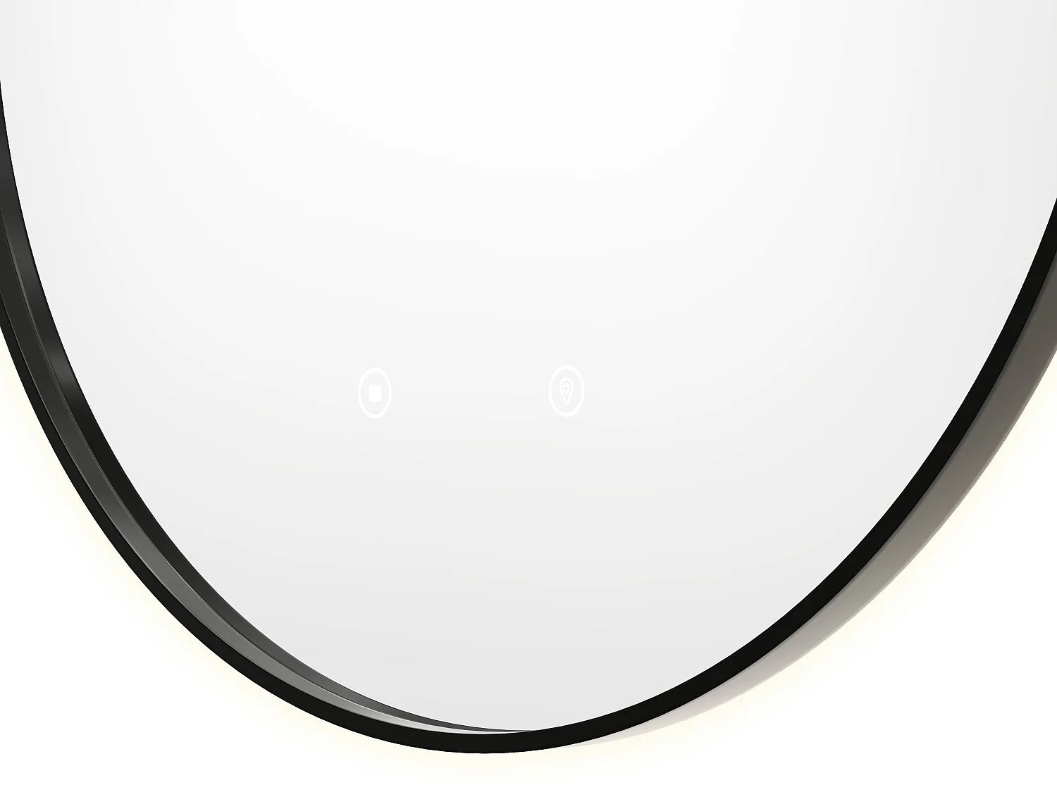 Miroir de salle de bain lumineux rond anti buée avec contour noir - D60 cm - PEONIA