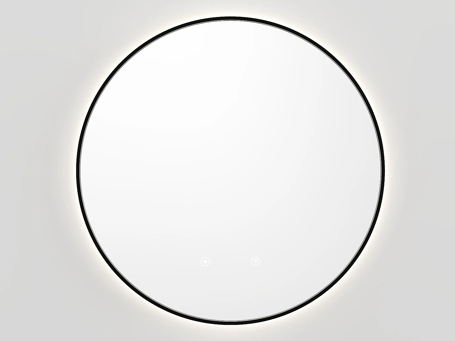 Miroir de salle de bain lumineux rond anti buée avec contour noir - D60 cm - PEONIA