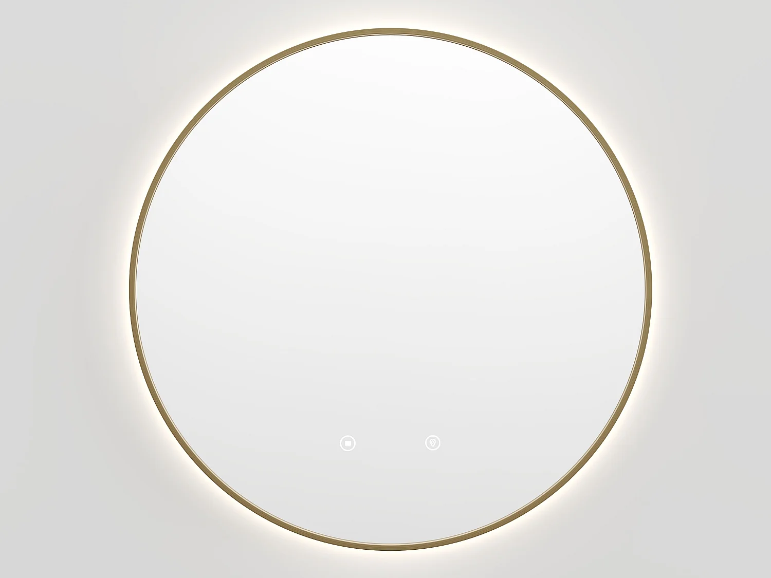 Espelho de casa de banho luminoso redondo anti vapor de água com contorno dourado D60 cm - PEONIA