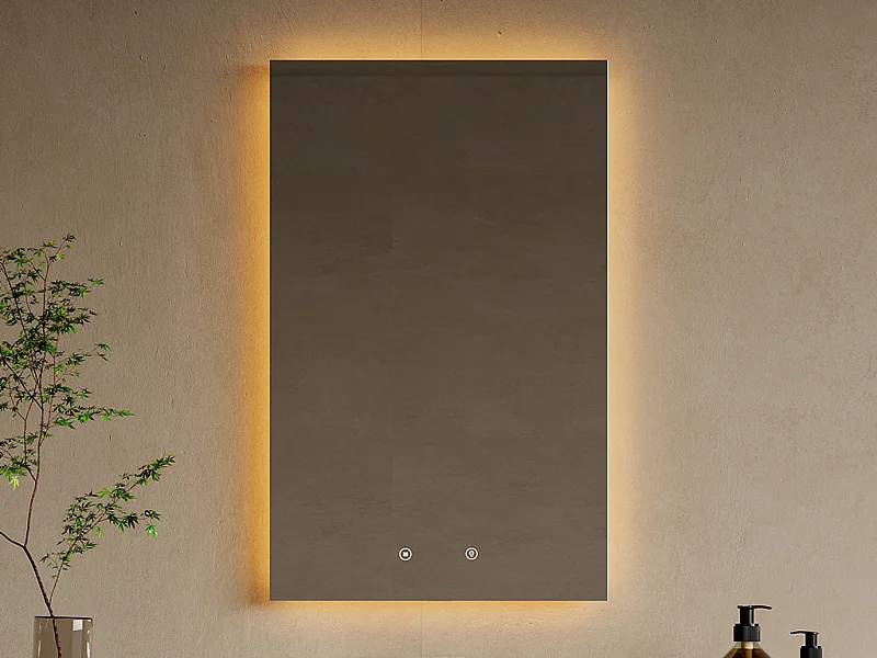 Badezimmerspiegel rechteckig mit Beleuchtung - beschlagfrei - 50 x 80 cm - MASUA