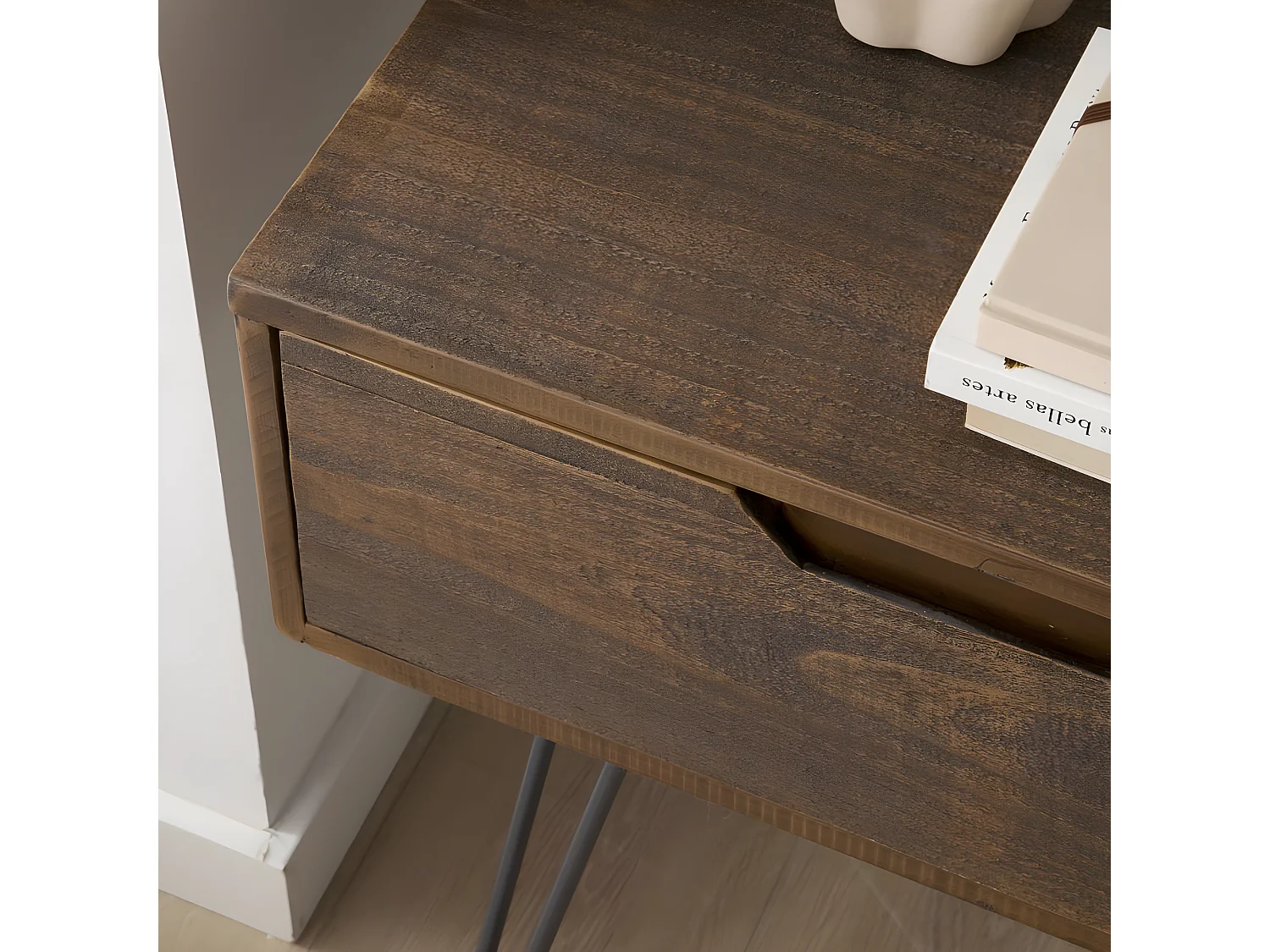 Comodino tavola in legno massello naturale 37x61