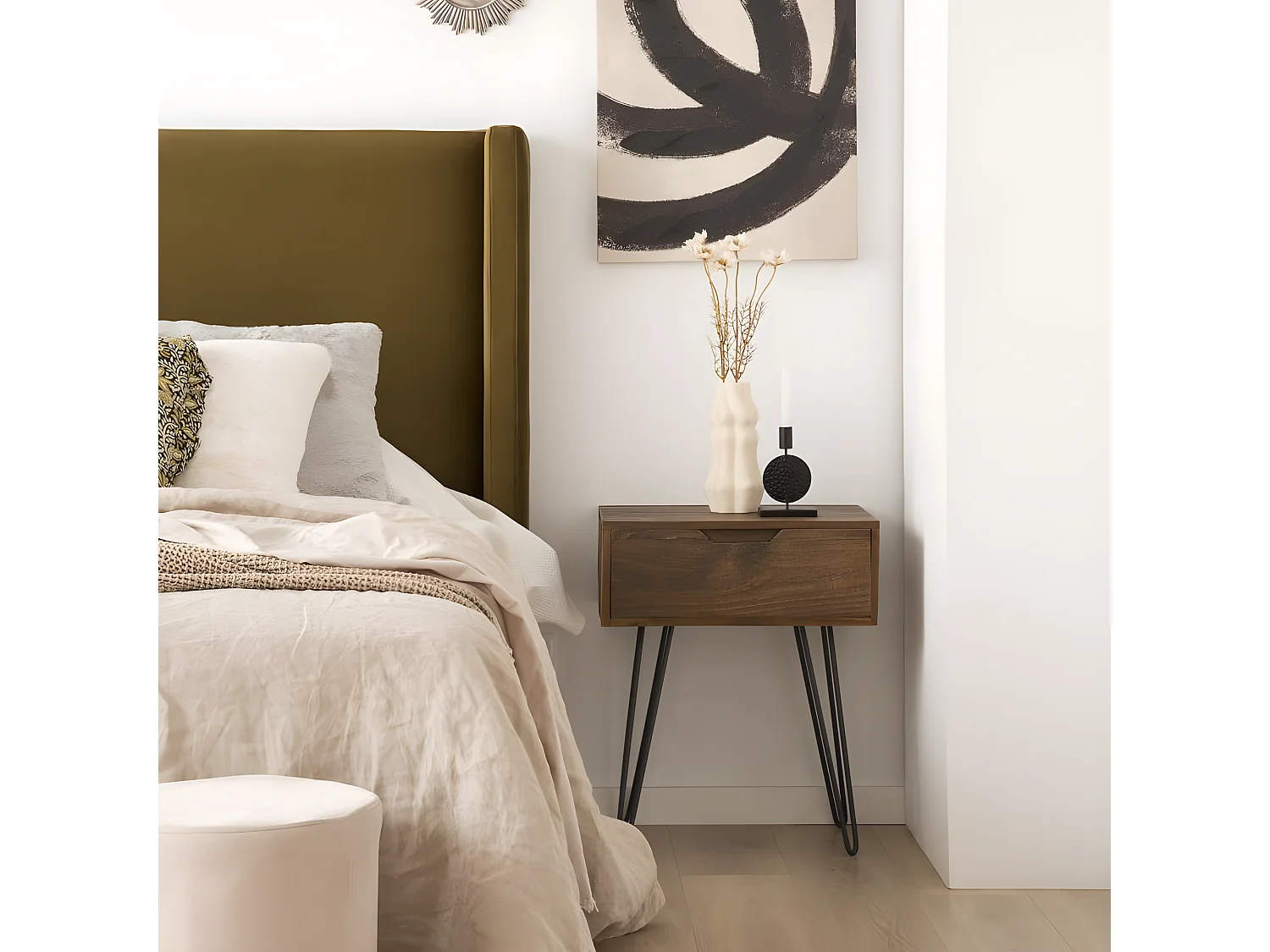 Comodino tavola in legno massello naturale 37x61