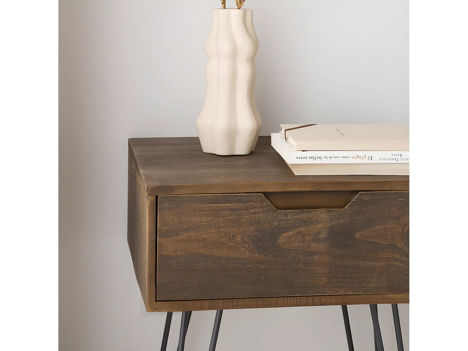 Comodino tavola in legno massello naturale 37x61