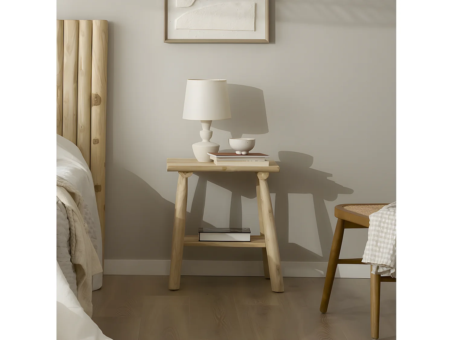 Table de chevet en bois massif naturel 50x55