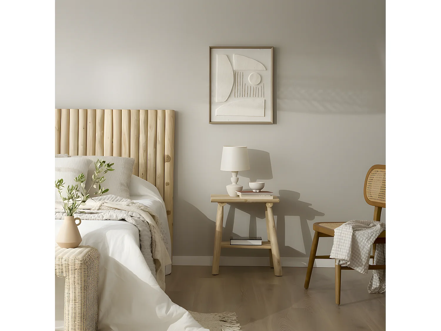 Table de chevet en bois massif naturel 50x55