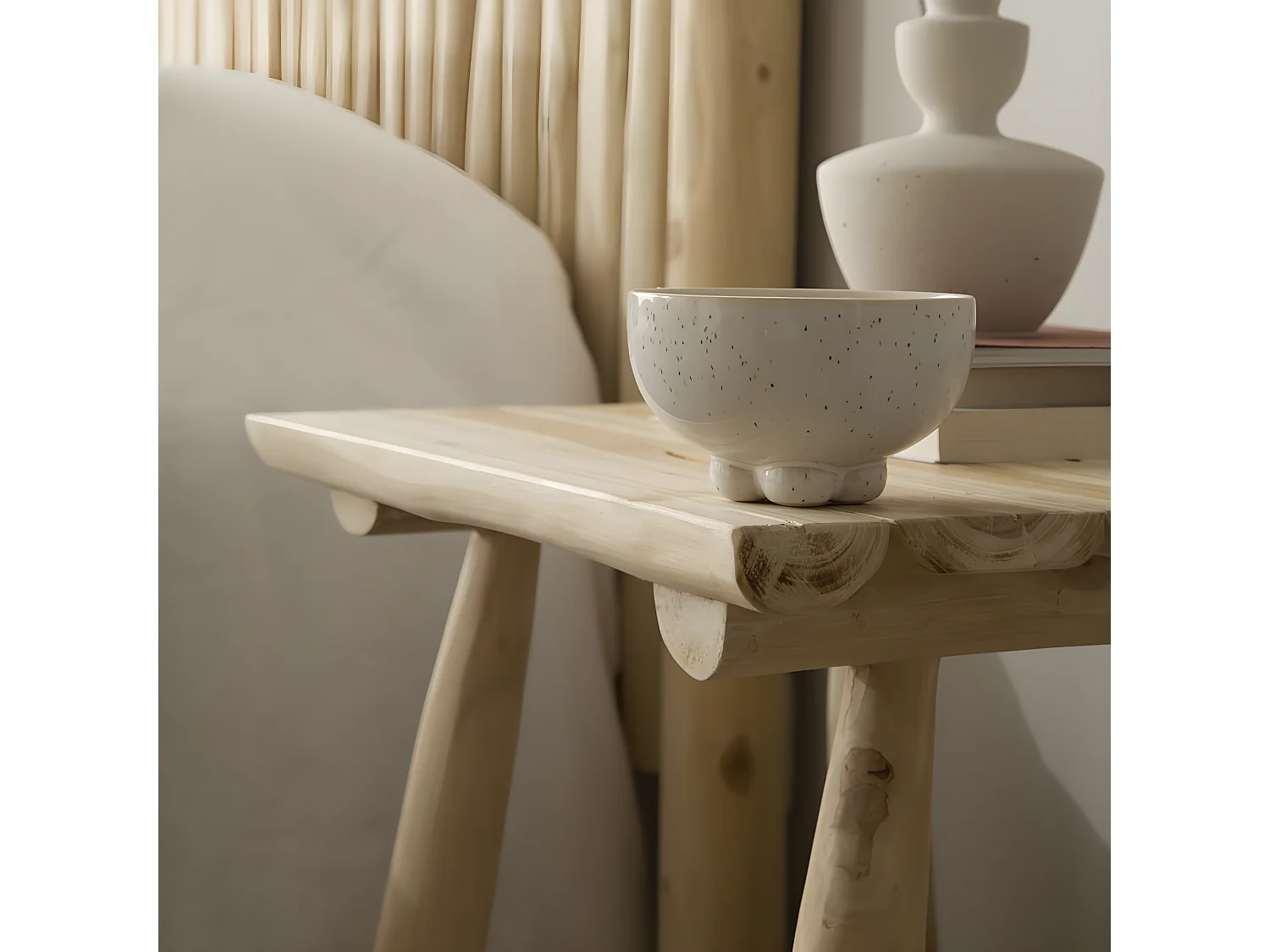 Table de chevet en bois massif naturel 50x55