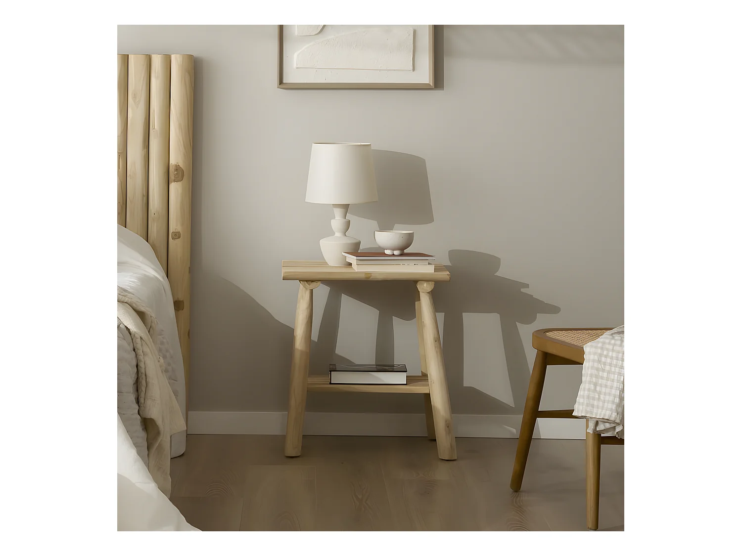 Table de chevet en bois massif naturel 50x55