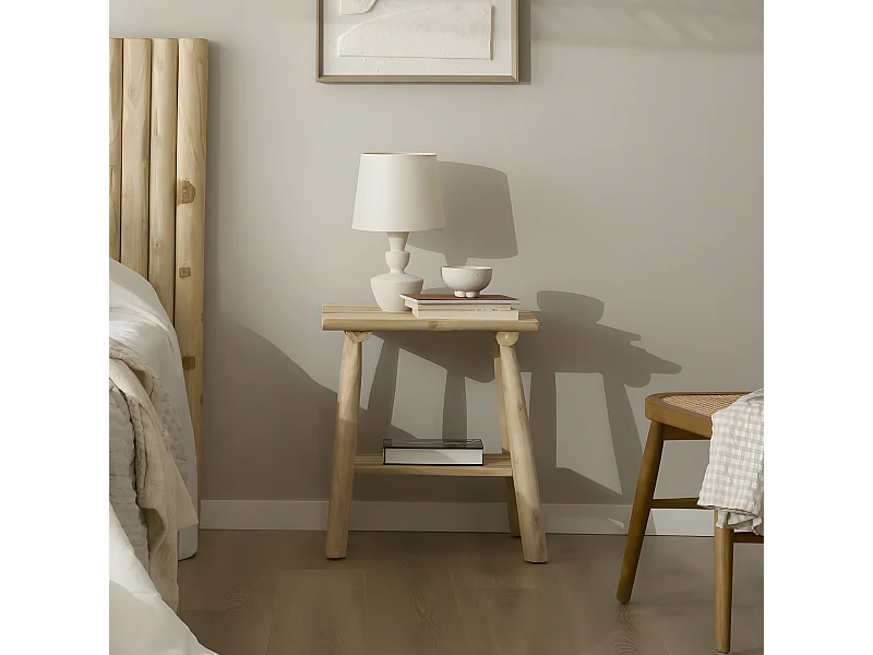 Table de chevet en bois massif naturel 50x55