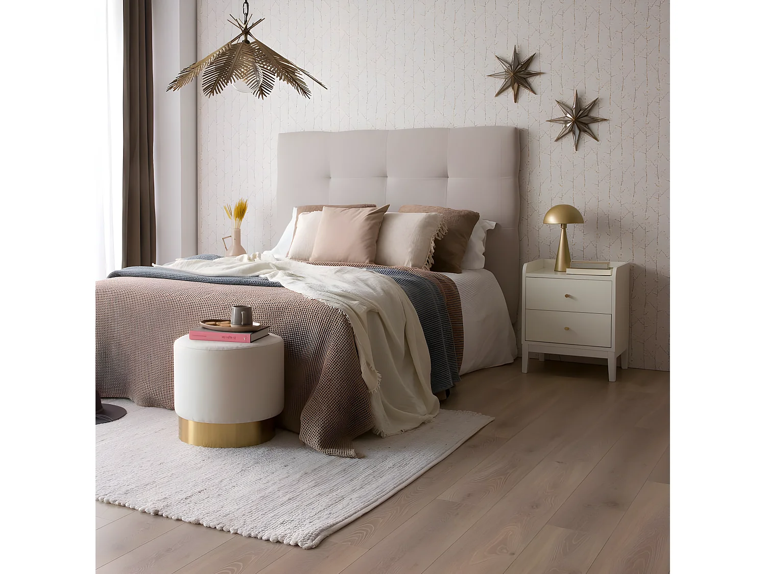 Table de chevet effet bois blanc 50x60