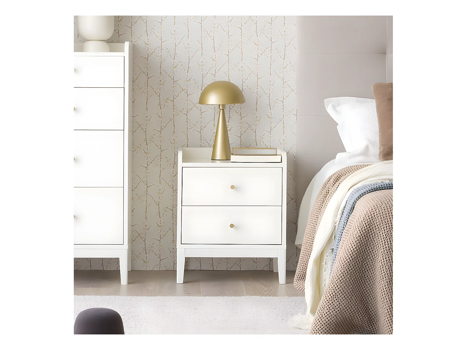 Comodino pannello in mdf bianco 40x60