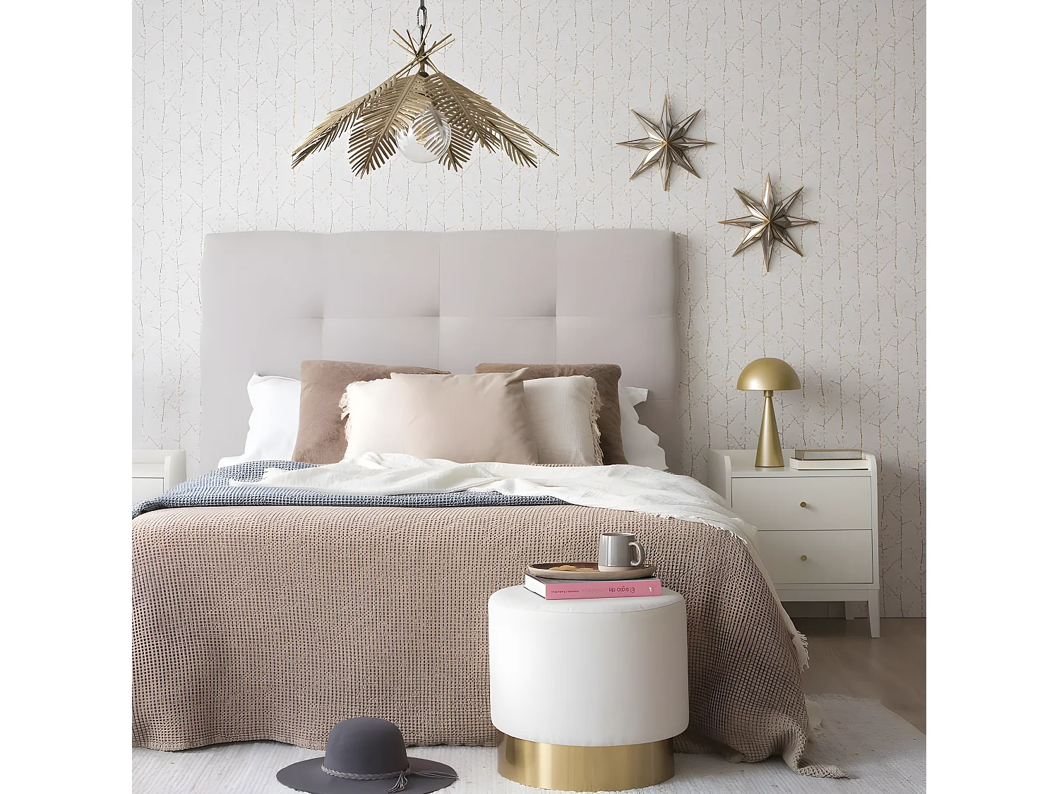 Table de chevet effet bois blanc 50x60