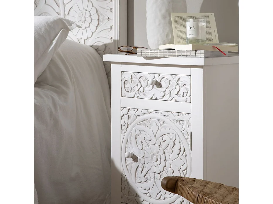 Comodino legno massiccio di mango bianco 40x70