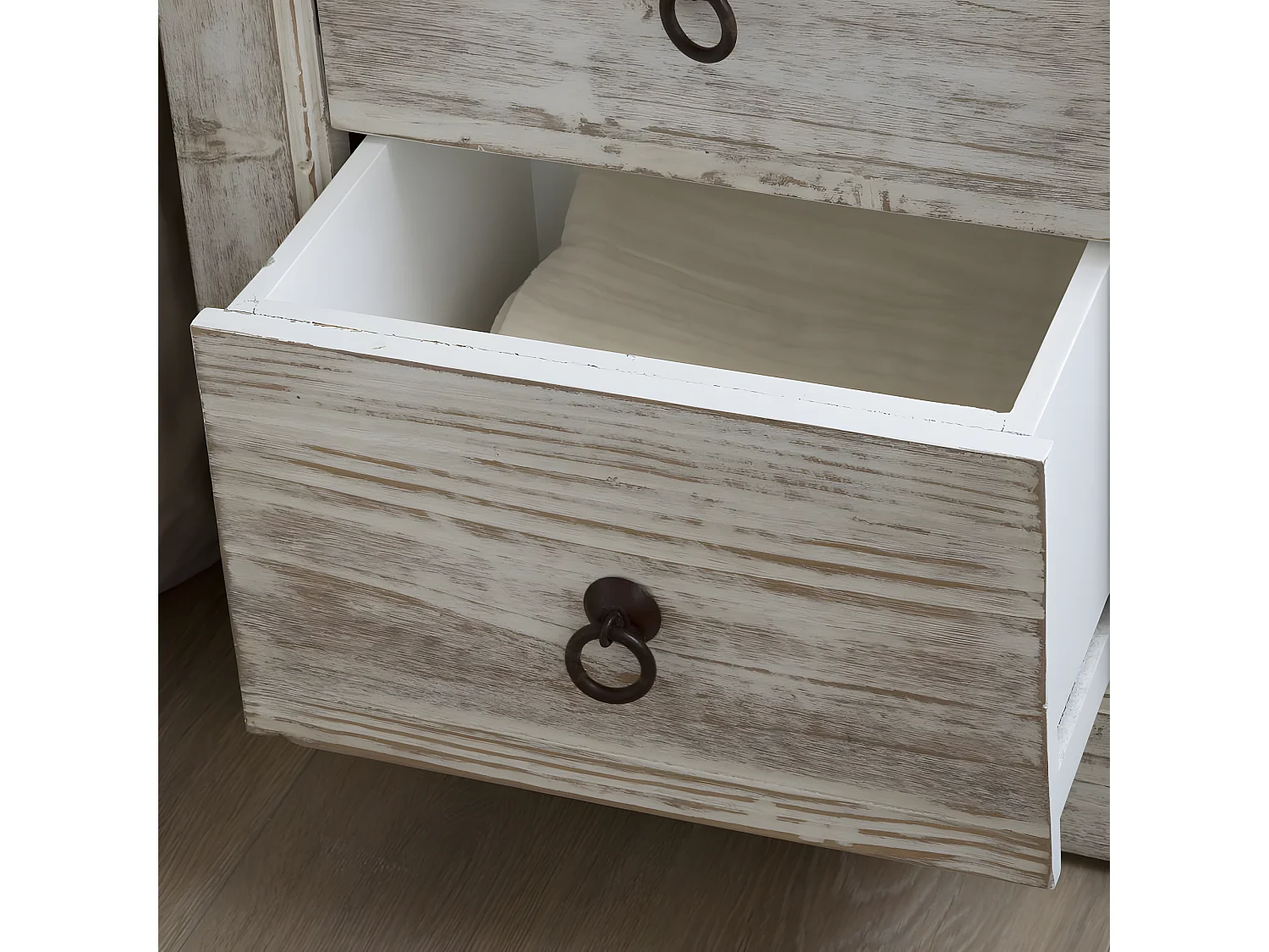 Table de chevet en bois massif blanc 50x60