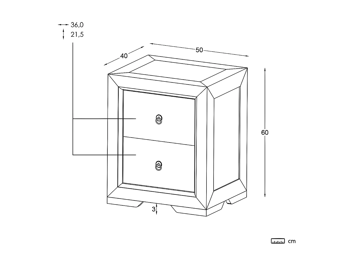 Table de chevet en bois massif blanc 50x60