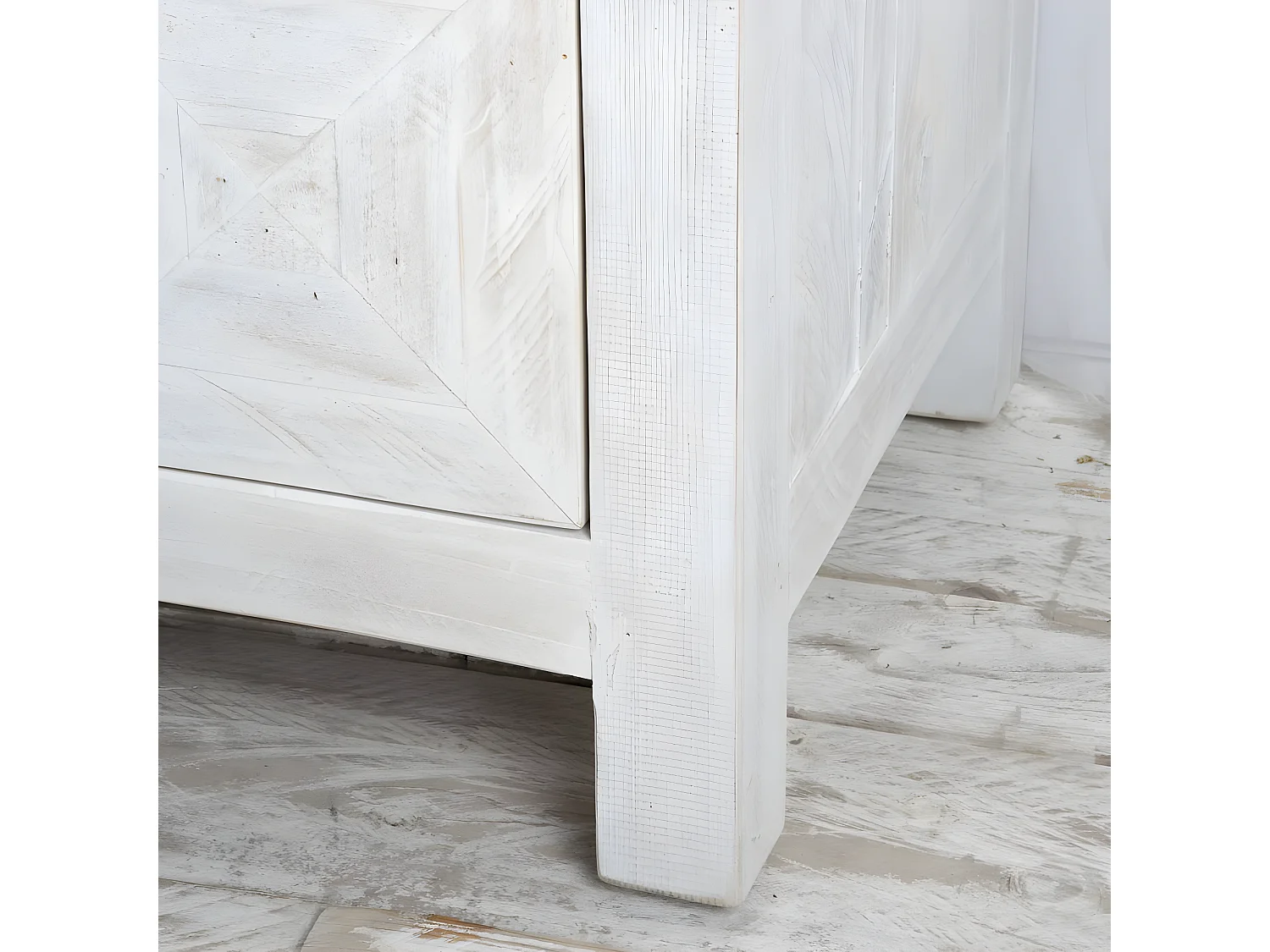 Table de chevet en bois massif blanc 52x60