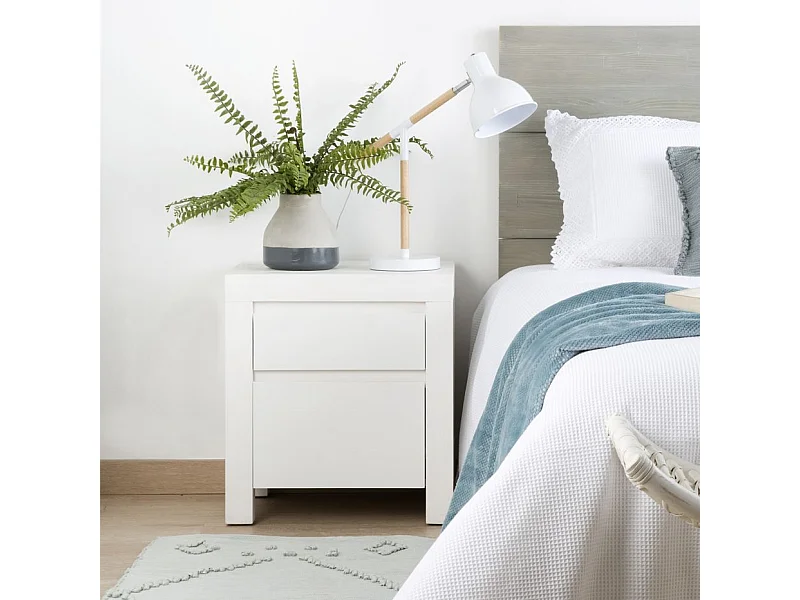 Comodino legno massello e pannello in mdf bianco 40x55