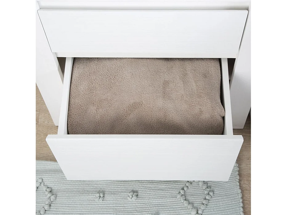 Comodino legno massello e pannello in mdf bianco 40x55