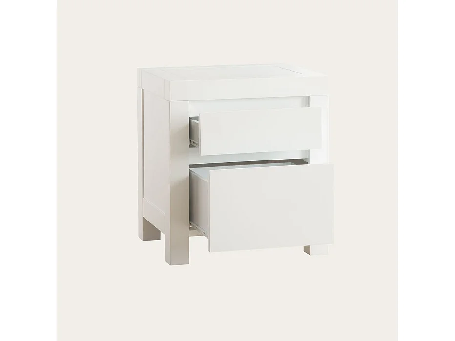 Comodino legno massello e pannello in mdf bianco 40x55