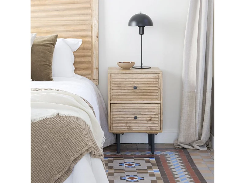 Comodino legno massiccio di mango naturale 35x61