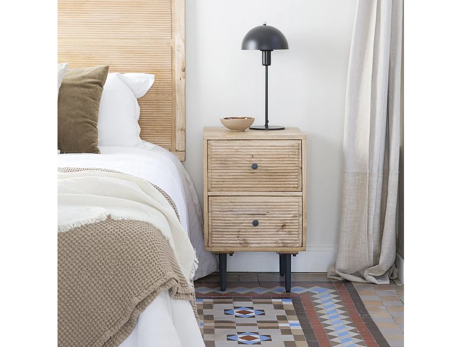 Table de chevet en bois massif naturel 40x61