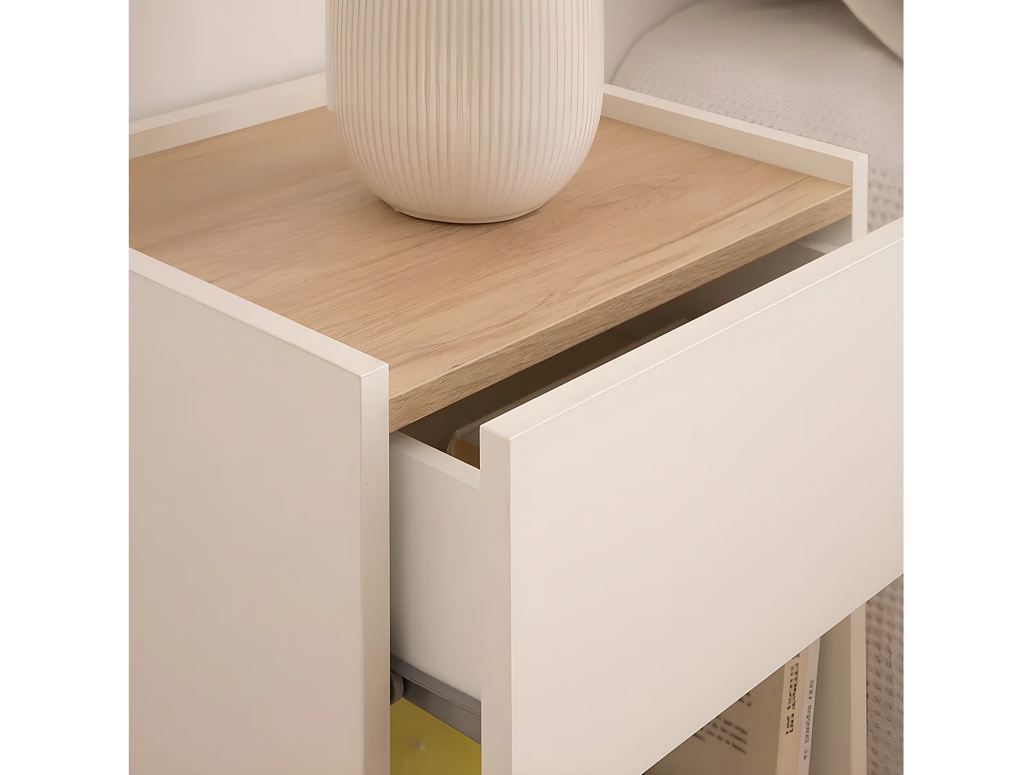 Comodino pannello laminato tecnico bianco 35x60