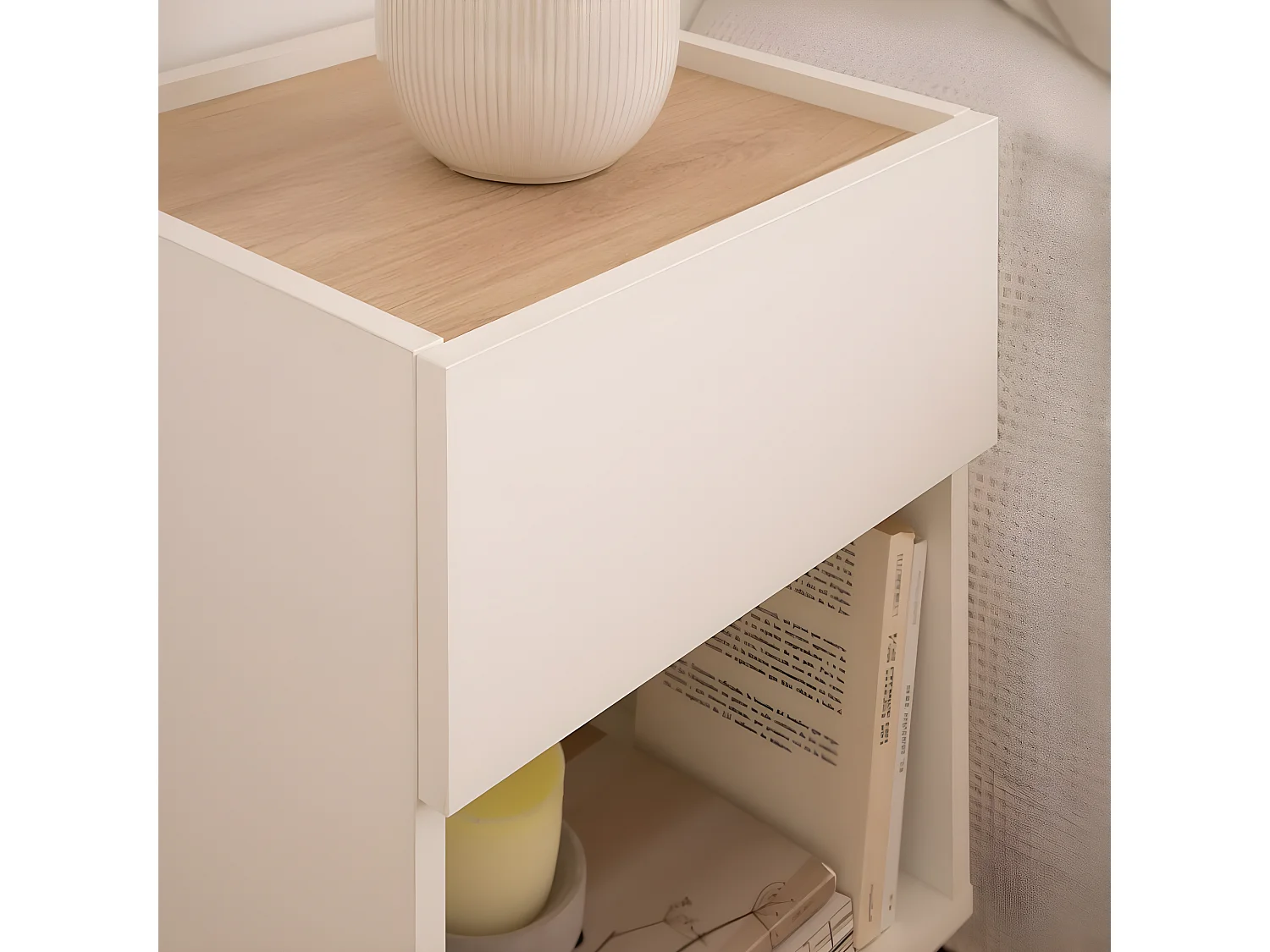 Comodino pannello laminato tecnico bianco 35x60