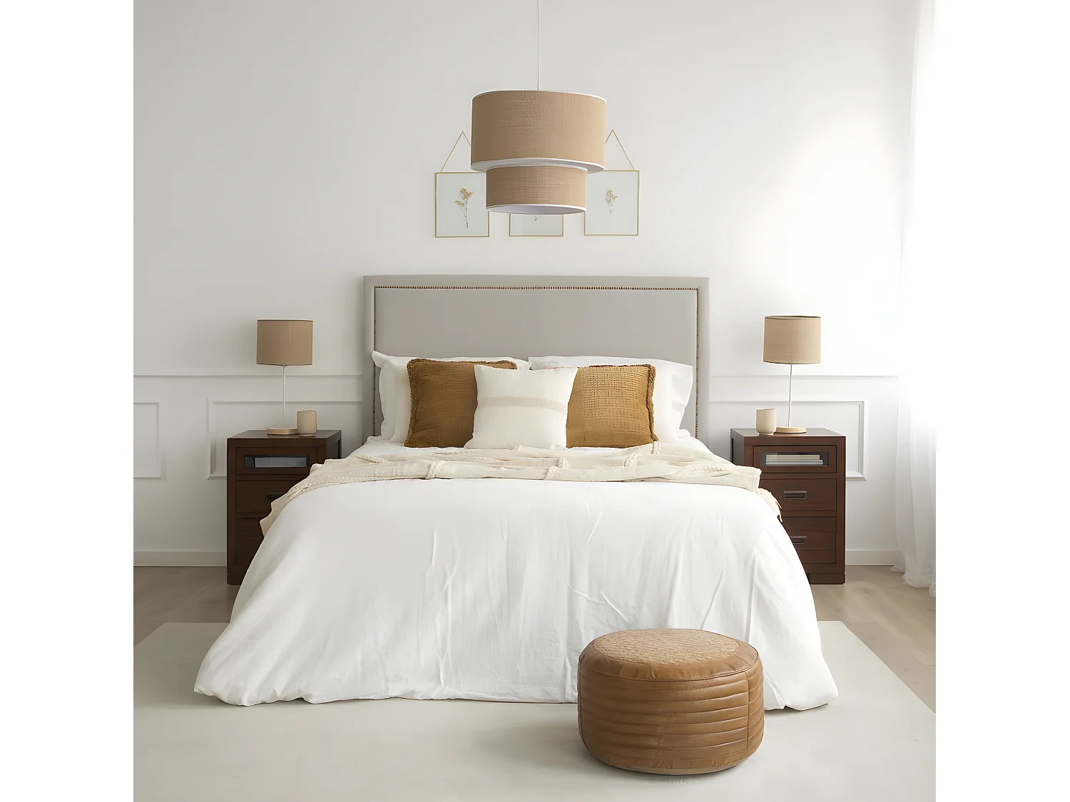 Table de chevet en bois massif marron 44x64