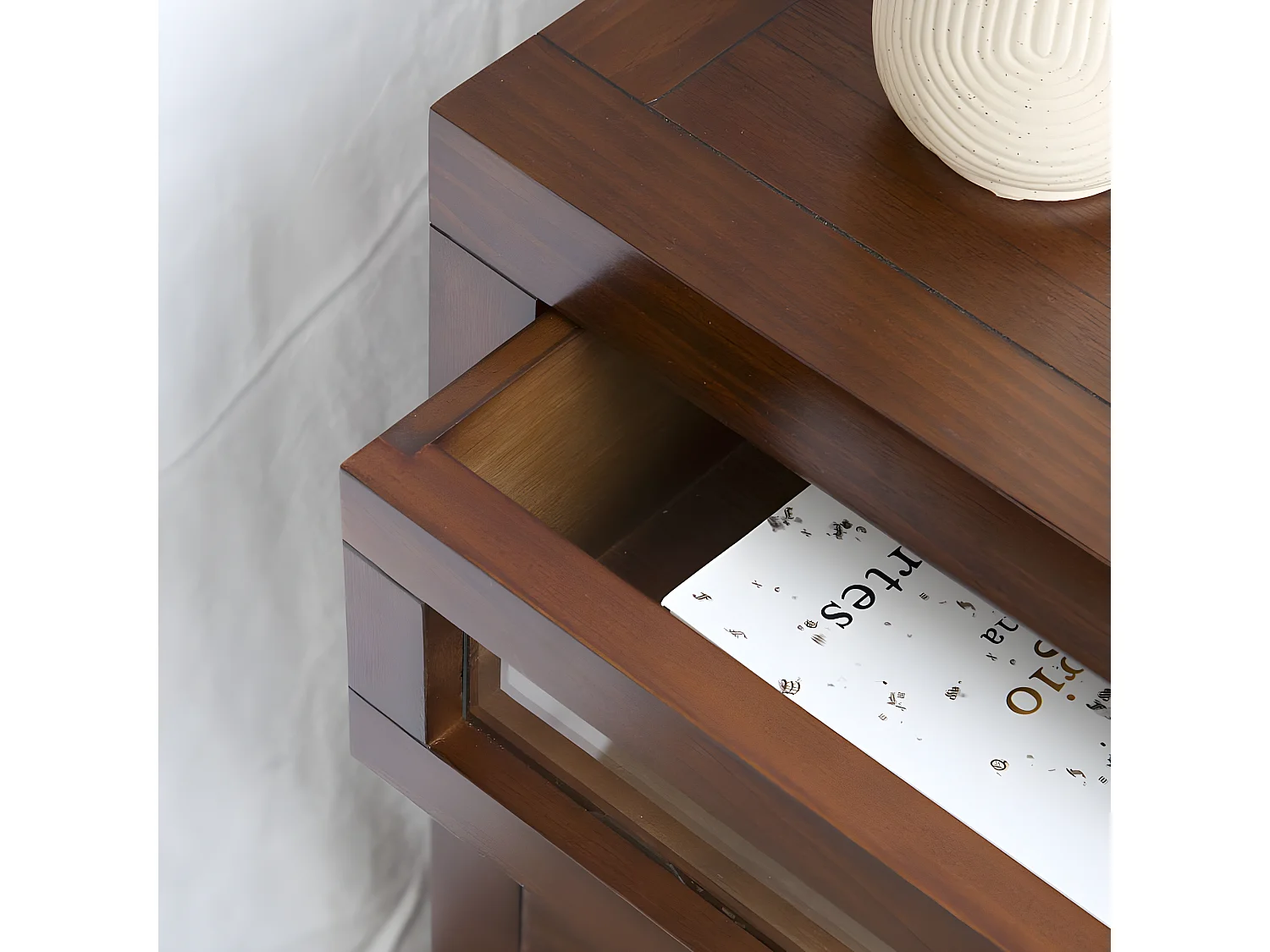 Table de chevet en bois massif marron 44x64