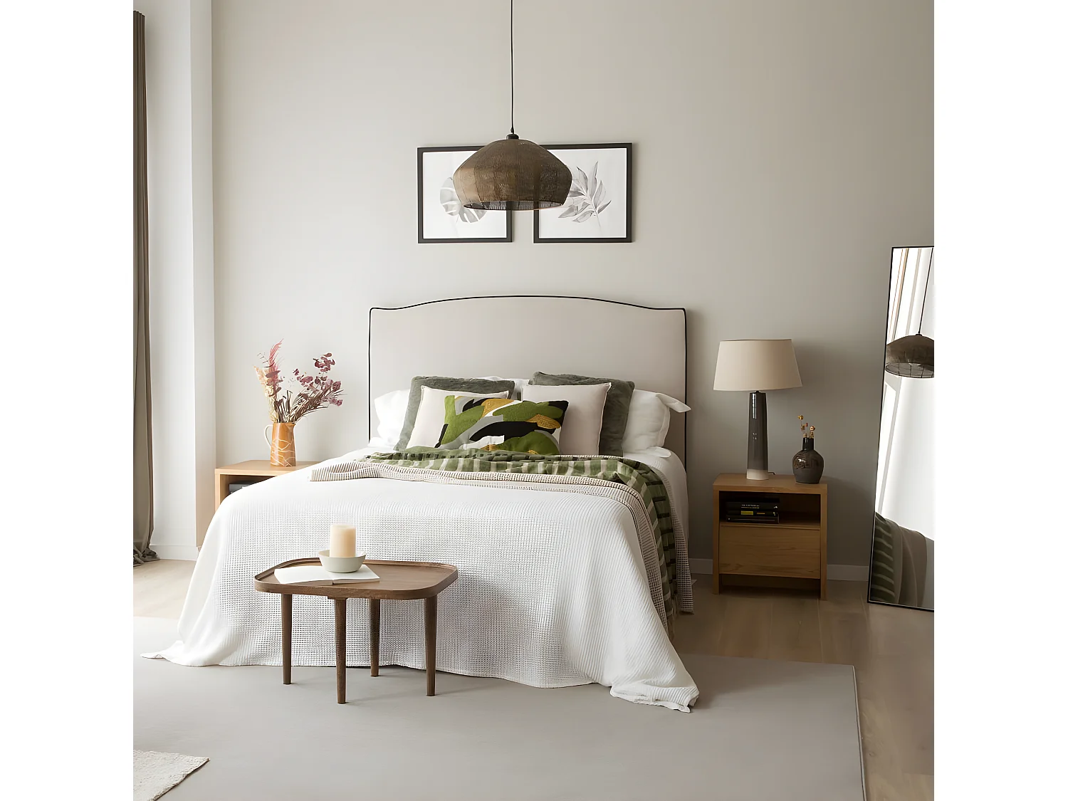 Table de chevet effet bois naturel 50x50