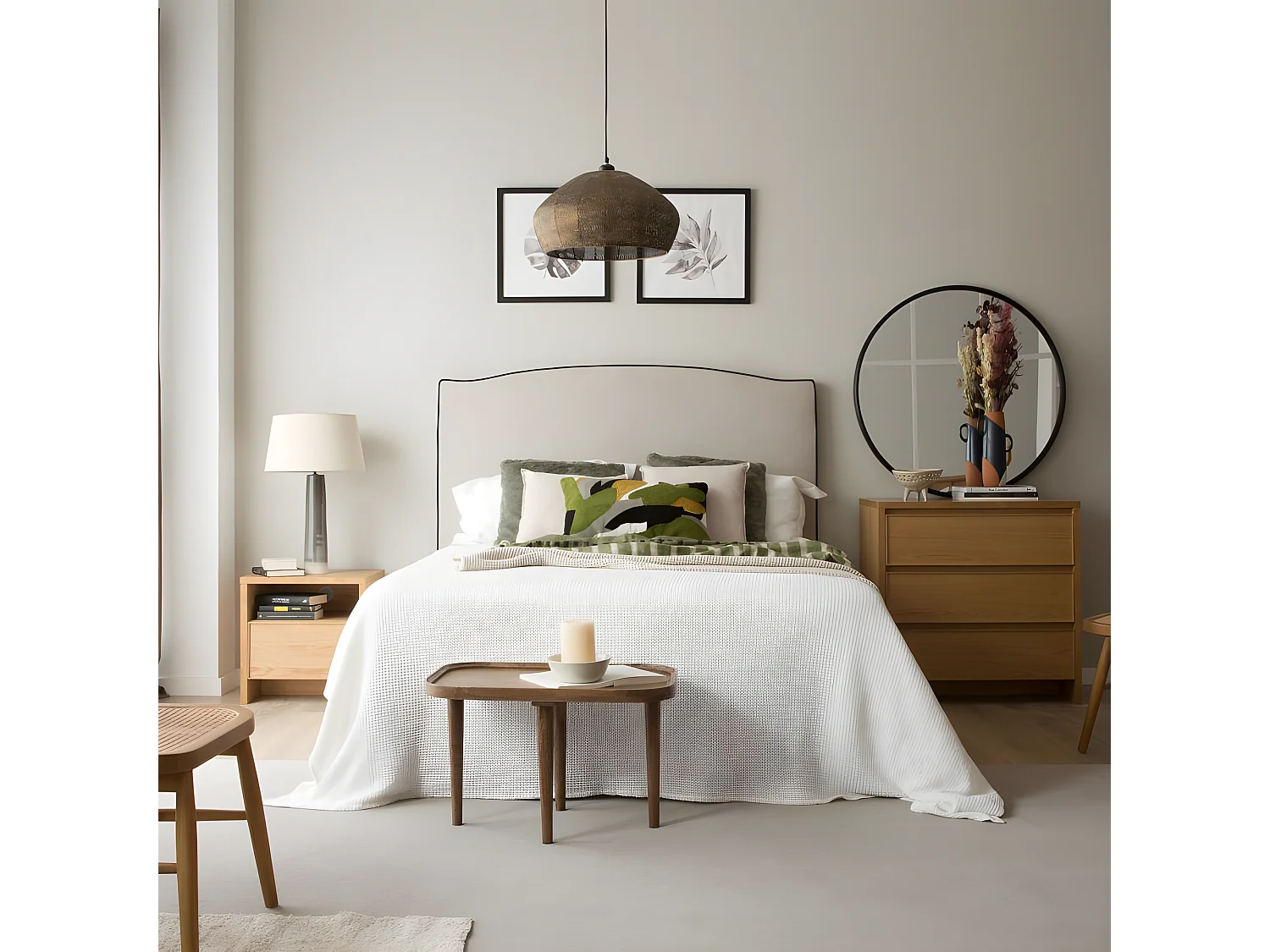 Table de chevet effet bois naturel 50x50