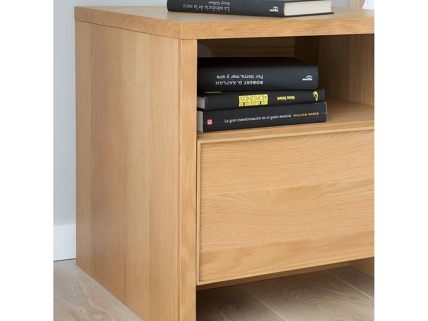 Table de chevet effet bois naturel 50x50