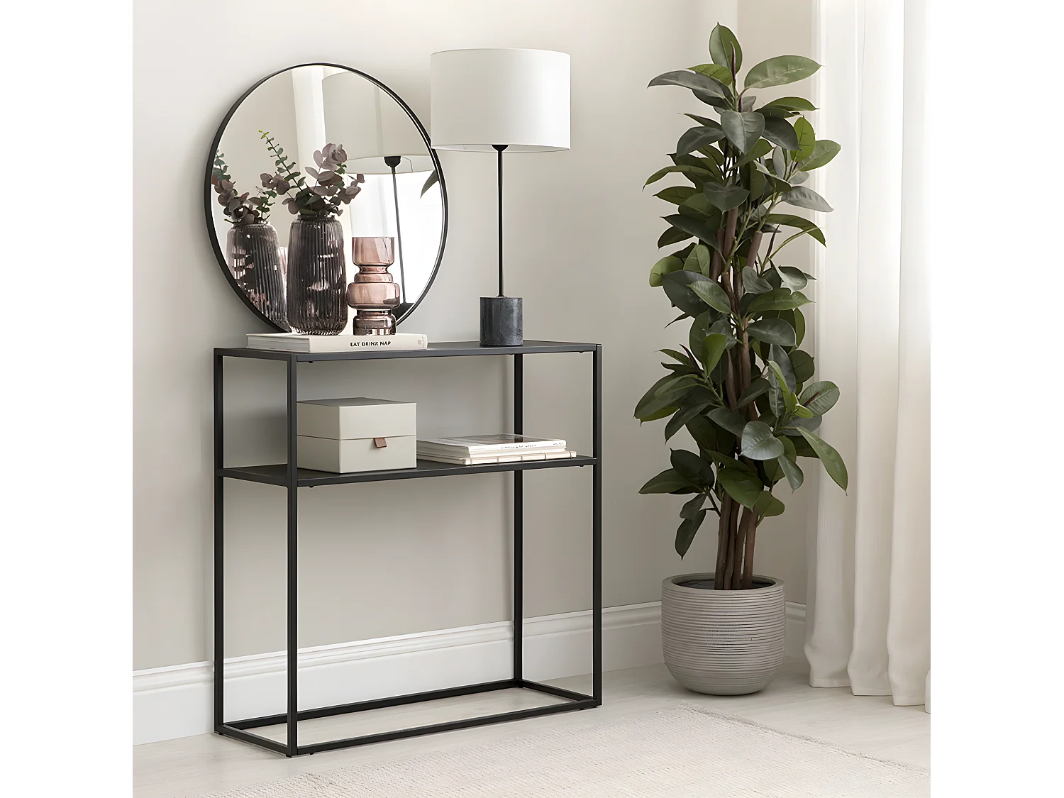 Console métal noir 80 cm x 80 cm-Split