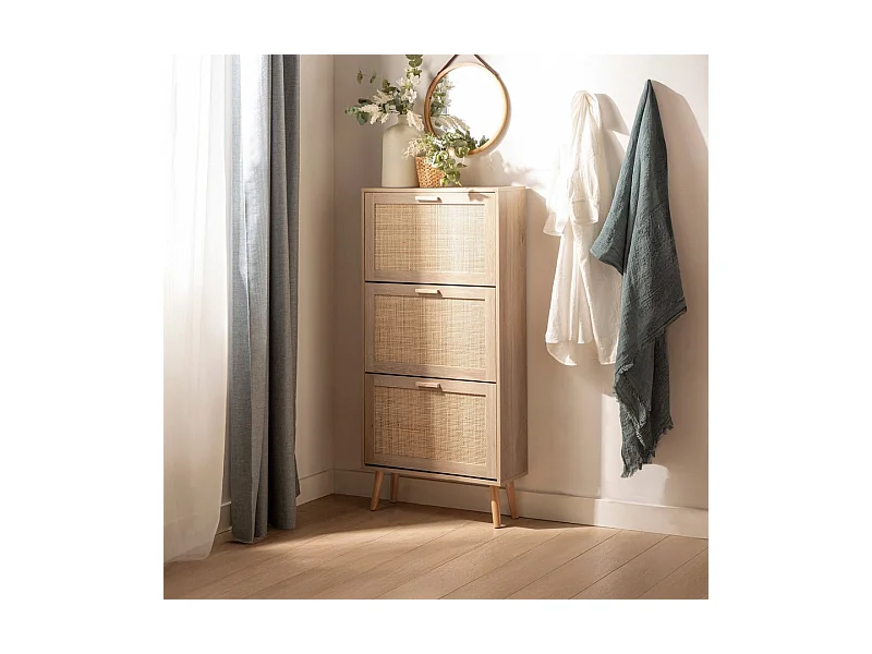 Zapatero estrecho de Fibra natural Natural 129 x 64- Tahiti