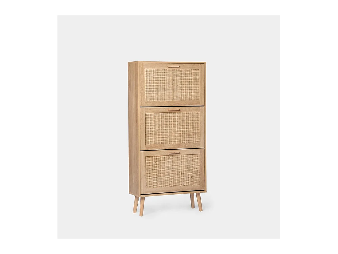 Zapatero étroit en rotin naturel 64x129 cm-Tahiti
