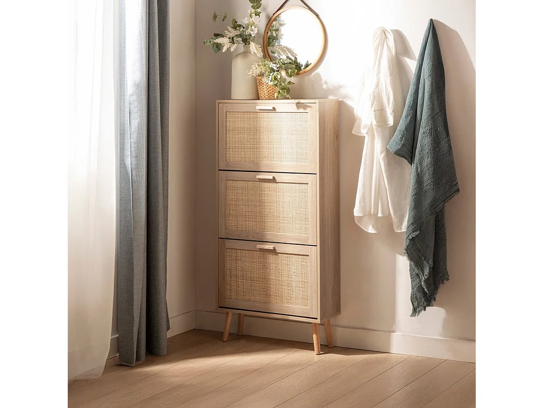 Zapatero estrecho de Fibra natural Natural 129 x 64- Tahiti