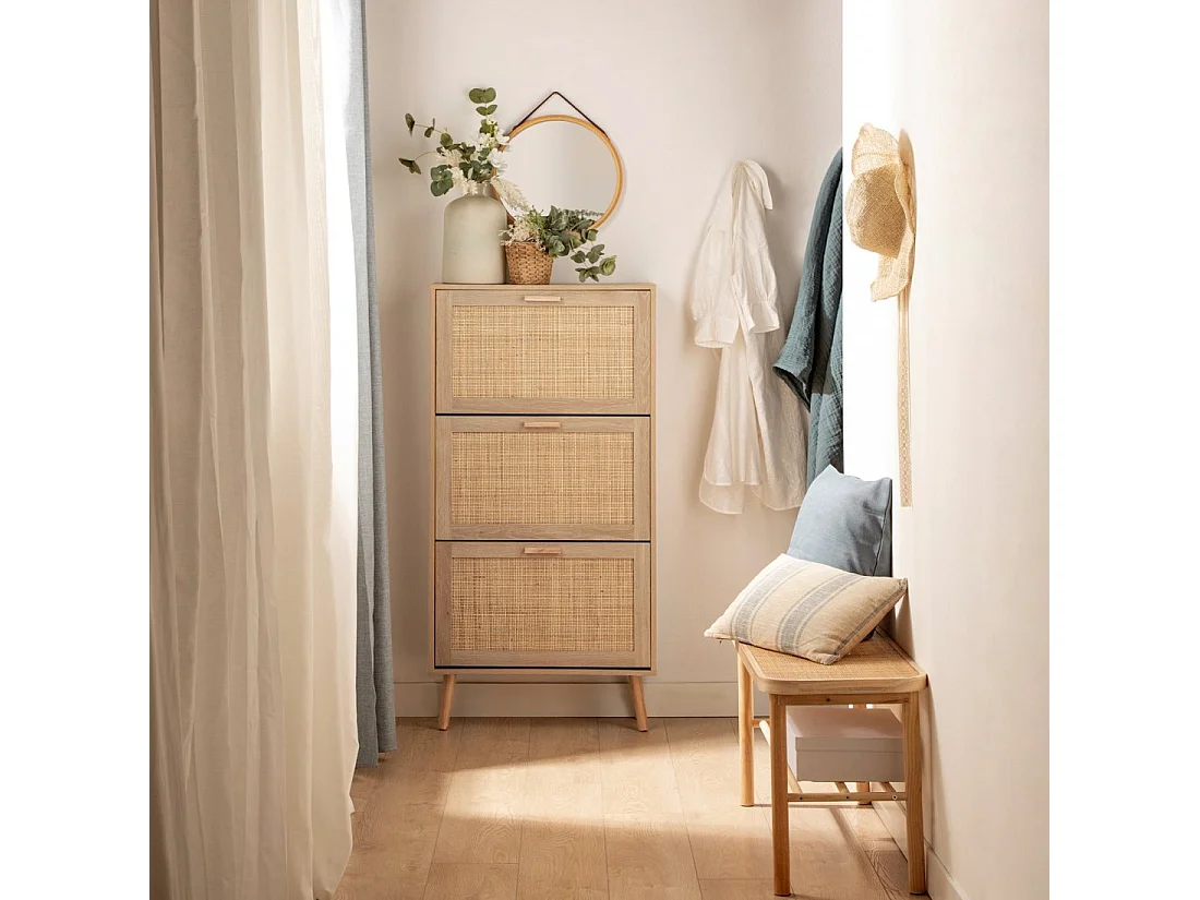 Zapatero estrecho de Fibra natural Natural 129 x 64- Tahiti