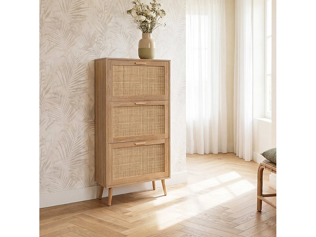 Zapatero estrecho de Fibra natural Natural 129 x 64- Tahiti