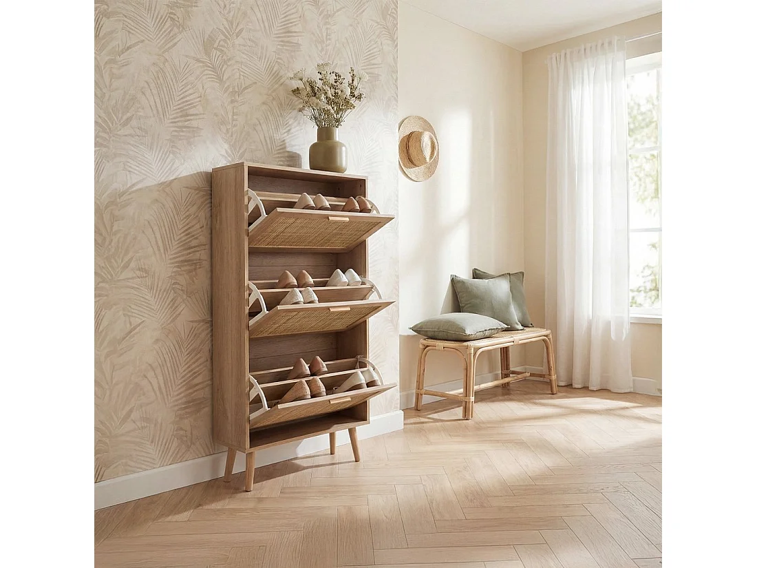 Zapatero estrecho de Fibra natural Natural 129 x 64- Tahiti