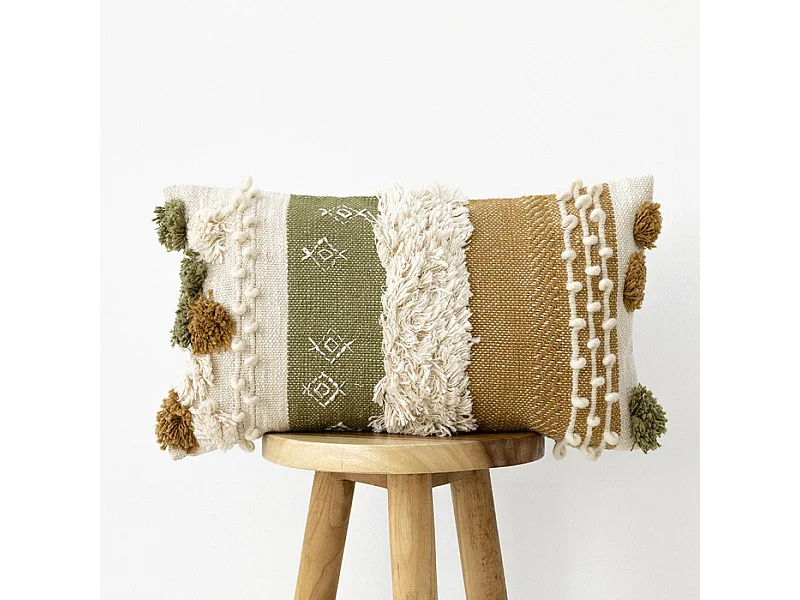 Coussin textile moutarde 30 cm x 50 cm-Hana