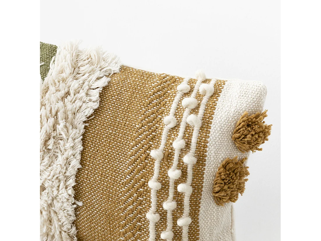 Coussin textile moutarde 30 cm x 50 cm-Hana