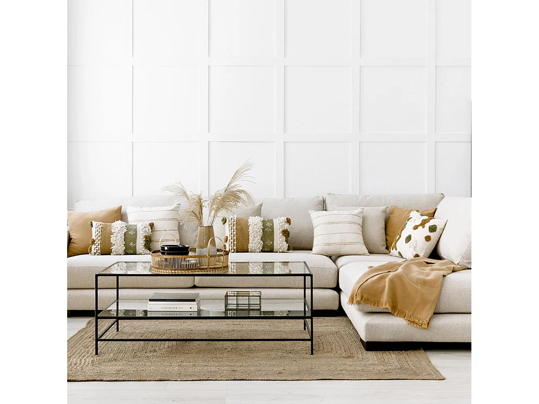 Coussin textile moutarde 30 cm x 50 cm-Hana