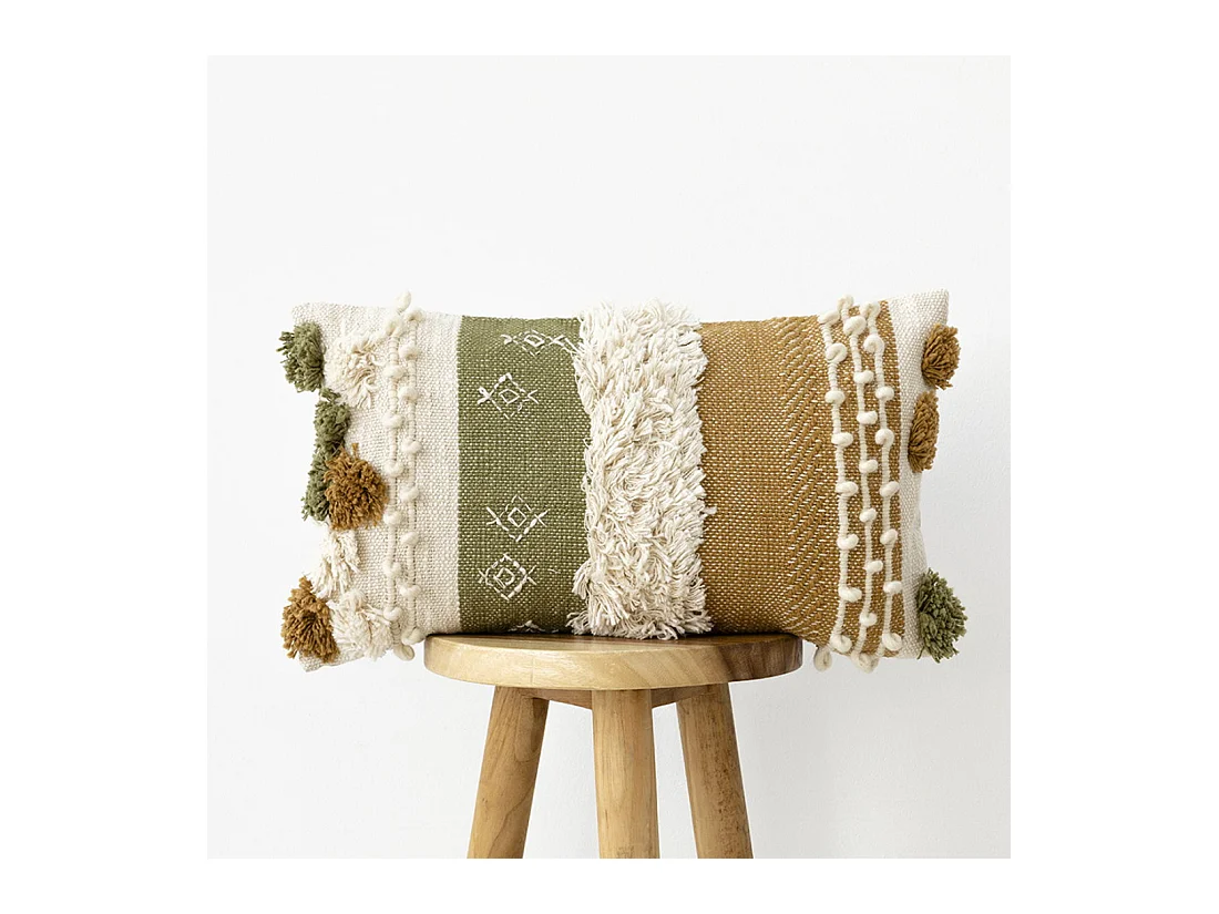 Coussin textile moutarde 30 cm x 50 cm-Hana