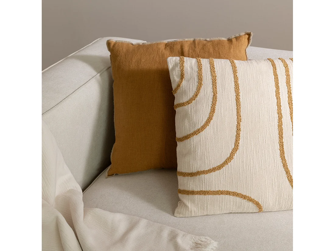 Coussin textile moutarde 45 cm x 45 cm-Naam