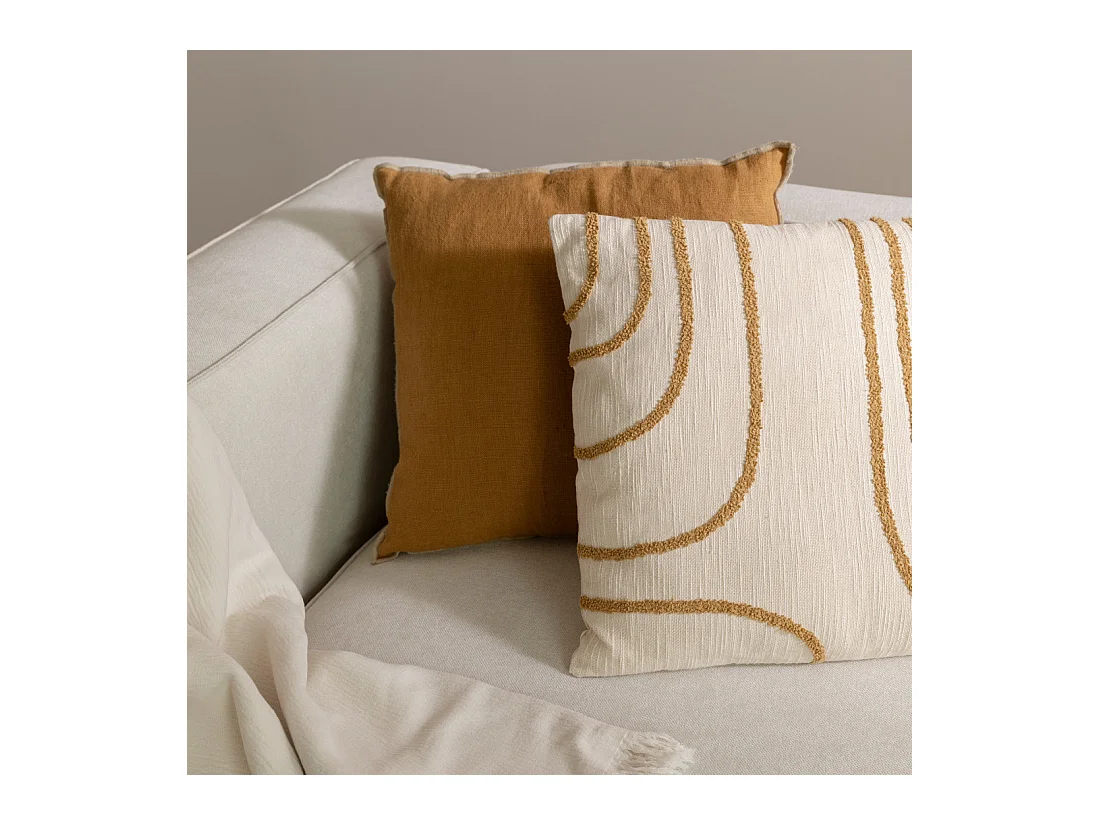 Coussin textile moutarde 45 cm x 45 cm-Naam
